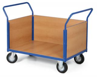 Plošinový vozík, tři plné strany, 500 kg