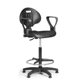 Pracovní židle PUR s opěrným kruhem a područkami I., permanentní kontakt
