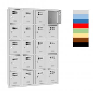 Šatní skříně boxové, 300 mm, 20 boxů, cylindrický zámek, svařované Jméno: Svařovaná šatní skříň, 20 boxů, cylindrický zámek, šedá/šedá