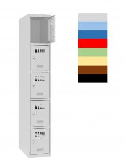 Šatní skříně boxové, 300 mm, 5 boxů, cylindrický zámek, svařované Jméno: Svařovaná šatní skříň, 5 boxů, cylindrický zámek, šedá/šedá