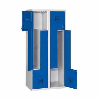 Šatní skříně dveře Z, 4 oddíly, cylindrický zámek, svařované, oddíl 400 mm Jméno: Z šatní skříň, 4 oddíly, šedá/tm. modrá