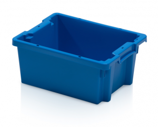 Stohovatelná přepravka plastová plná, modrá, 40 x 30 x 22 cm