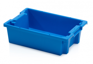 Stohovatelná přepravka plastová plná, modrá, 60 x 40 x 18 cm