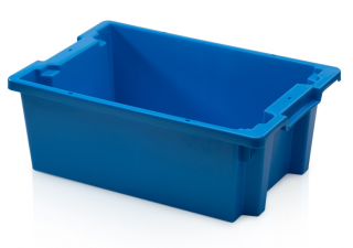 Stohovatelná přepravka plastová plná, modrá, 60 x 40 x 22 cm