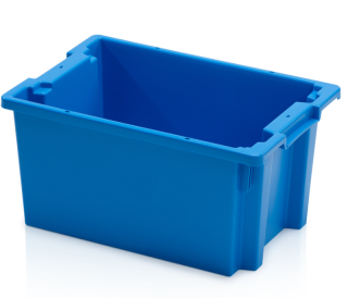 Stohovatelná přepravka plastová plná, modrá, 60 x 40 x 30 cm