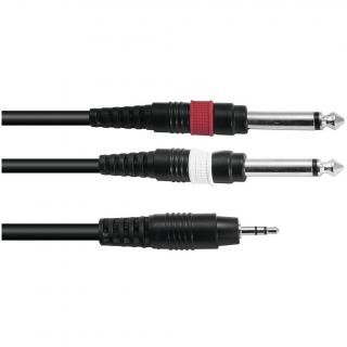 Kabel AC35-60 Jack 3,5 stereo - 2x Jack 6,3 mono, 6 m