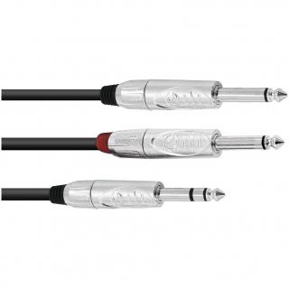 Kabel AK-30 Jack 6,3 stereo - 2x Jack 6,3 mono, 3 m