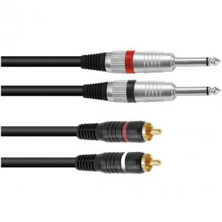 Kabel KC2-10 2x Jack 6,3 mono - 2x RCA, 1 m