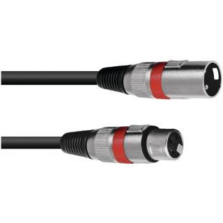 Kabel MC-30R, zástrčka - zásuvka, XLR, symetrický, červený, 3m