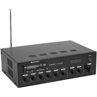 Omnitronic CPE-60P PA, 100V mixážní zesilovač, 60W, BT/MP3/FM