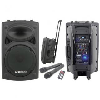 QTX QR15PA, mobilní 15&quot; zvukový systém MP3/SD/USB/2x VHF, 250W