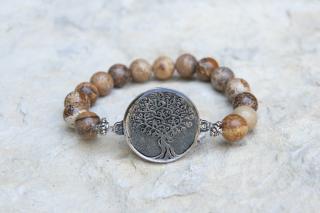 Náramek s amuletem Strom života - Jaspis obrázkový