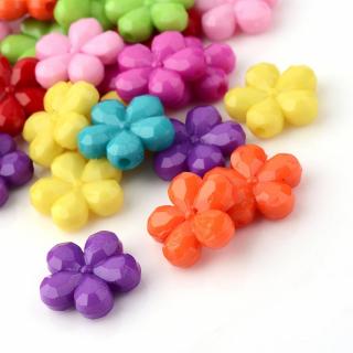 Akrylové korálky květina fasetovaná mix barev 14x13x4mm 10 kusů v balení