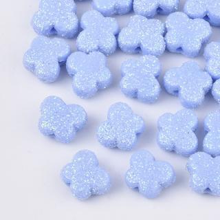 Akrylové korálky motýl třpytky modrý 9x11x5.5mm 5 kusů v balení