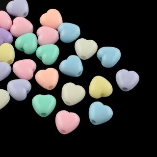 Akrylové korálky srdce mix barev 7x7x5mm 10 kusů v balení
