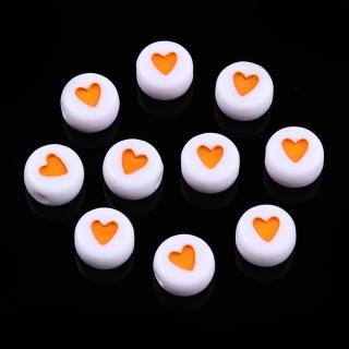 Akrylové korálky srdce v kruhu oranžové 7x3.5mm 10 kusů v balení