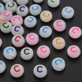 Akrylové korálky svítící písmeno C mix barev 6.5x7x4mm 10 kusů v balení
