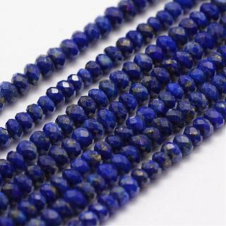 Lapis lazuli rondelky fasetované 3x2 mm (125 - 140 korálků)