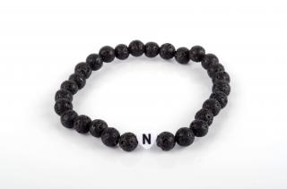 Náramek láva 6mm písmeno N