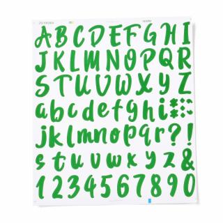 Samolepky arch - písmena, číslice, znaky zelené