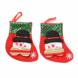 Vánoční dekorace ponožka sněhulák 145x130x17mm