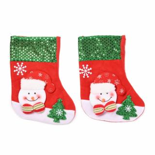 Vánoční dekorace ponožka sněhulák 265x195x30mm