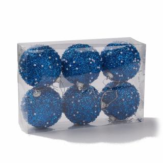 Vánoční ozdoby 80mm s imitací perel modré sada 6 kusů