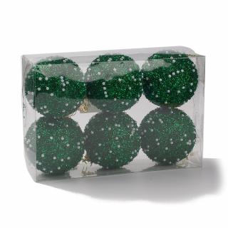 Vánoční ozdoby 80mm s imitací perel zelené sada 6 kusů