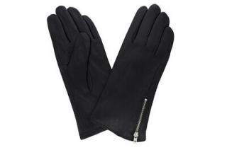 Dámské kožené rukavice černé se zipem 4010 Velikosť: L
