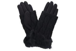 Dámské rukavice černé dvoudílné s kožešinou Velikosť: L