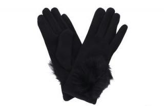 Dámské rukavice černé s kožešinou PRIUS72BL Velikosť: L