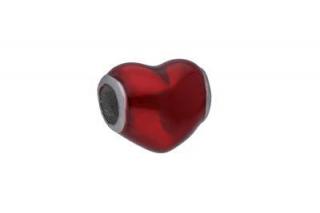 Korálek srdce červené z keramiky a oceli G078