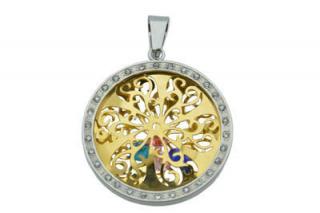 Medailon zlato - stříbrný s barevnými krystaly