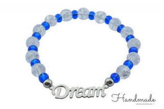 Náramek DREAM z korálků stříbrný - modrý H010