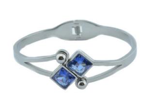 Náramek stříbrný, ocel s modrými krystaly N150
