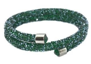 Náramek z oceli ze zelených krystalků N144