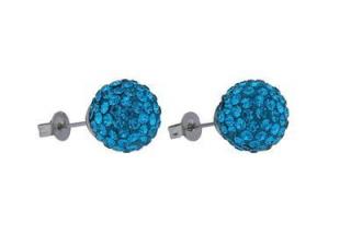 Náušnice kuličky s modrými krystalky