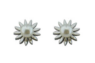 Náušnice kytičky stříbrné s perličkou C270