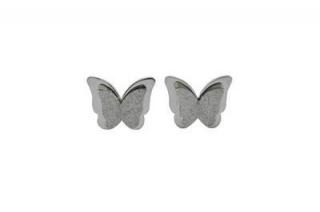 Náušnice motýli z oceli stříbrné C386