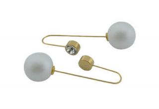 Náušnice oboustranné zlaté s perličkami B359