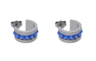 Náušnice stříbrné kroužky s modrými kamínky