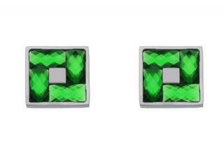 Náušnice stříbrné se zelenými krystaly C286