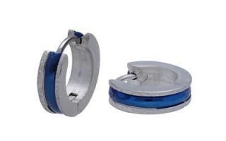 Náušnice z oceli stříbrné s modrým páskem C197