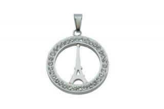Přívěsek medailon Eiffelovka stříbrný z oceli