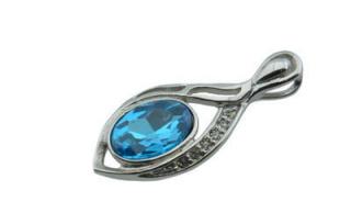 Přívěsek stříbrný z oceli s modrým krystalem