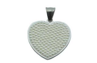 Přívěsek stříbrný z oceli srdce s perličkami F083