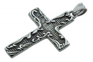 Přívěsek z oceli stříbrný kříž F189