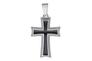 Přívěsek z oceli stříbrný kříž F246