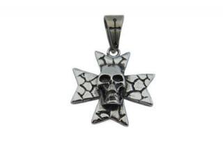 Přívěsek z oceli stříbrný maltézský kříž F346