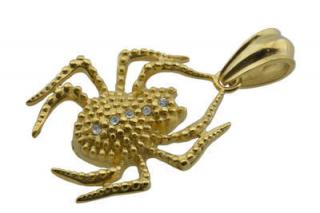 Přívěsek z oceli zlatý pavouk s krystaly F181